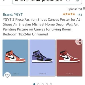 Lot of 3, 24 in x 18 in, Nike Air Jordan Canvas Prints